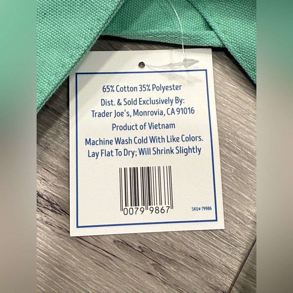 TRADER JOE’S Mini Canvas Tote Bag Pastel Green - Picture 3 of 3